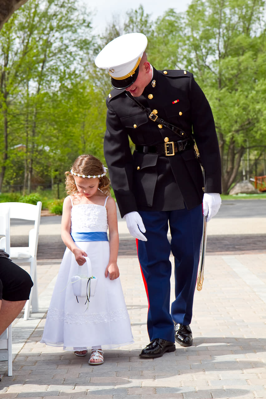 Marine with flower girl